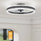 VOLISUN Low Profile Ceiling Fans with Light and Remote, 19.7in Fandelier Ceiling Fan with Light, 3000K-6500K Dimmable Flush Mount LED Ceiling Fan Light, White Modern Ceiling Fan Light for Bedroom - Grand Goldman