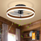 VOLISUN Low Profile Ceiling Fans with Lights and Remote, 19.7in Flush Mount Ceiling Fans with Light, 3000K-6500K Dimmable Fandelier LED Fan Light, White Bladeless Ceiling Fans with Lights for Bedroom - Grand Goldman