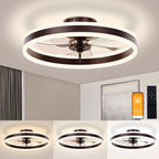 VOLISUN Low Profile Ceiling Fans with Lights and Remote, 19.7in Flush Mount Ceiling Fans with Light, 3000K-6500K Dimmable Fandelier LED Fan Light, White Bladeless Ceiling Fans with Lights for Bedroom - Grand Goldman