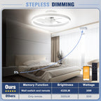 VOLISUN Low Profile Ceiling Fans with Lights and Remote, 19.7in Flush Mount Ceiling Fans with Light, 3000K-6500K Dimmable Fandelier LED Fan Light, White Bladeless Ceiling Fans with Lights for Bedroom - Grand Goldman