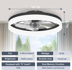 VOLISUN Low Profile Ceiling Fans with Lights and Remote, Fandelier Ceiling Fan Flush Mount, 3000K-6500K Smart Bladeless LED Fan Light, Black Modern Ceiling Fans with Lights for Bedroom - Grand Goldman