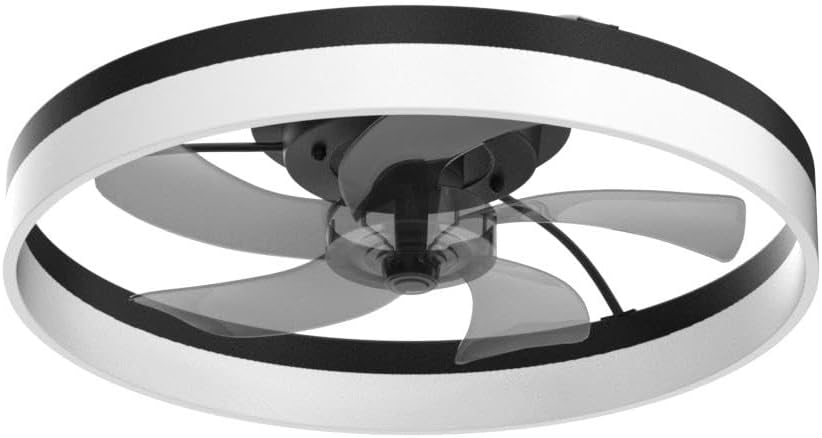 VOLISUN Low Profile Ceiling Fans with Lights and Remote, Fandelier Ceiling Fan Flush Mount, 3000K-6500K Smart Bladeless LED Fan Light, Black Modern Ceiling Fans with Lights for Bedroom - Grand Goldman
