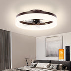 VOLISUN Low Profile Ceiling Fans with Lights and Remote, Fandelier Ceiling Fan Flush Mount, 3000K-6500K Smart Bladeless LED Fan Light, Black Modern Ceiling Fans with Lights for Bedroom - Grand Goldman