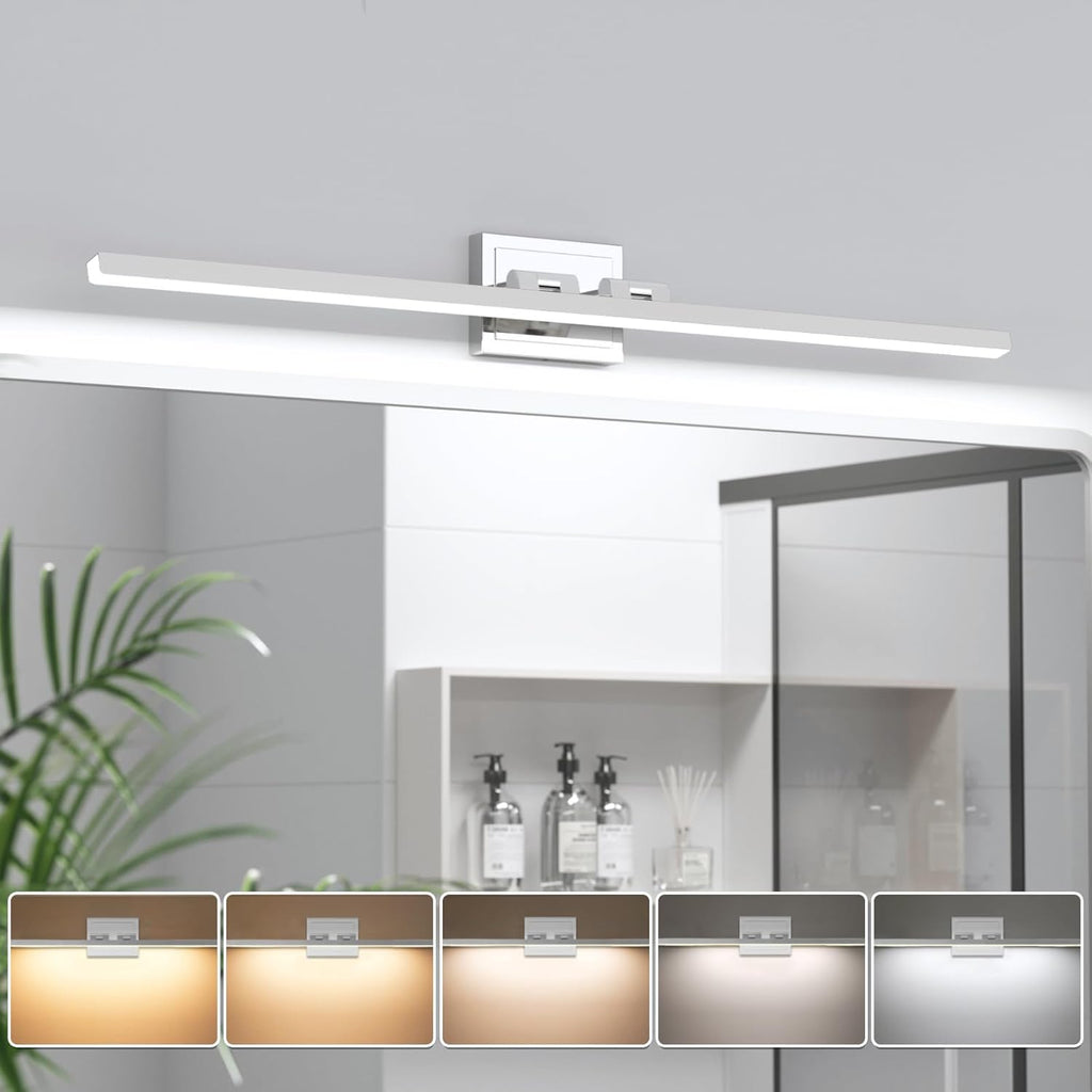 VOLISUN Modern Bathroom Vanity Light 24 inch, Rotatable, 14W Dimmable 5CCT Led Bathroom Light Fixture Over Mirror, Black Bar Vanity Light for Bathroom Mirror Restroom-ETL Certificated - Grand Goldman