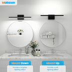 VOLISUN Modern Bathroom Vanity Light 24 inch, Rotatable, 14W Dimmable 5CCT Led Bathroom Light Fixture Over Mirror, Black Bar Vanity Light for Bathroom Mirror Restroom-ETL Certificated - Grand Goldman