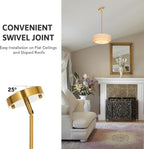 VONLUCE 4-Light Drum Chandeliers, 18" Pendant Light Fixture with 2-Layer Fabric Shade E26 Bases, Adjustable Swivel Joint Hanging Light Fixture for Bedroom Living Room Kitchen Hallway, Antique Brass - Grand Goldman