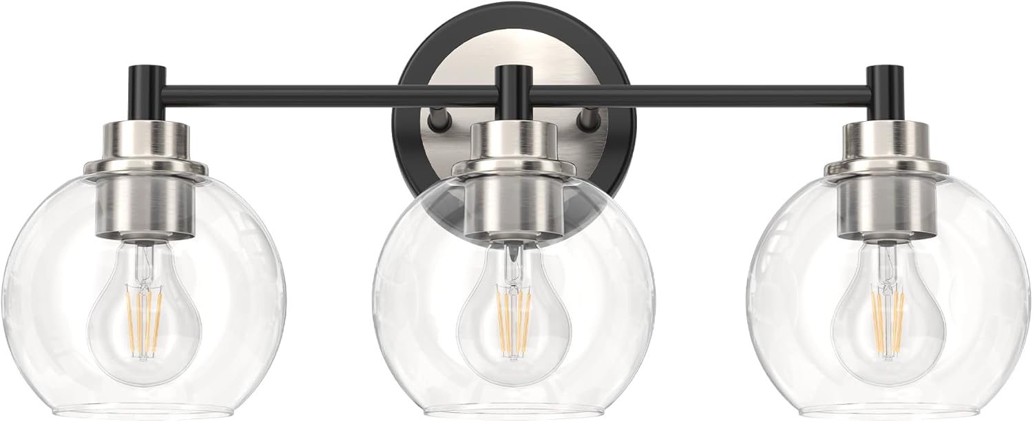 VONLUCE Bathroom Light Fixtures, 2-Light Bathroom Vanity Light with Globe Glass Shades E26 Sockets, Bathroom Lights Over Mirror for Bedroom Hallway Living Room, Gold Finish - Grand Goldman