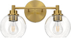 VONLUCE Bathroom Light Fixtures, 2-Light Bathroom Vanity Light with Globe Glass Shades E26 Sockets, Bathroom Lights Over Mirror for Bedroom Hallway Living Room, Gold Finish - Grand Goldman