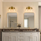 VONLUCE Bathroom Light Fixtures, 2-Light Bathroom Vanity Light with Globe Glass Shades E26 Sockets, Bathroom Lights Over Mirror for Bedroom Hallway Living Room, Gold Finish - Grand Goldman