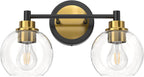 VONLUCE Bathroom Light Fixtures, 2-Light Bathroom Vanity Light with Globe Glass Shades E26 Sockets, Bathroom Lights Over Mirror for Bedroom Hallway Living Room, Gold Finish - Grand Goldman