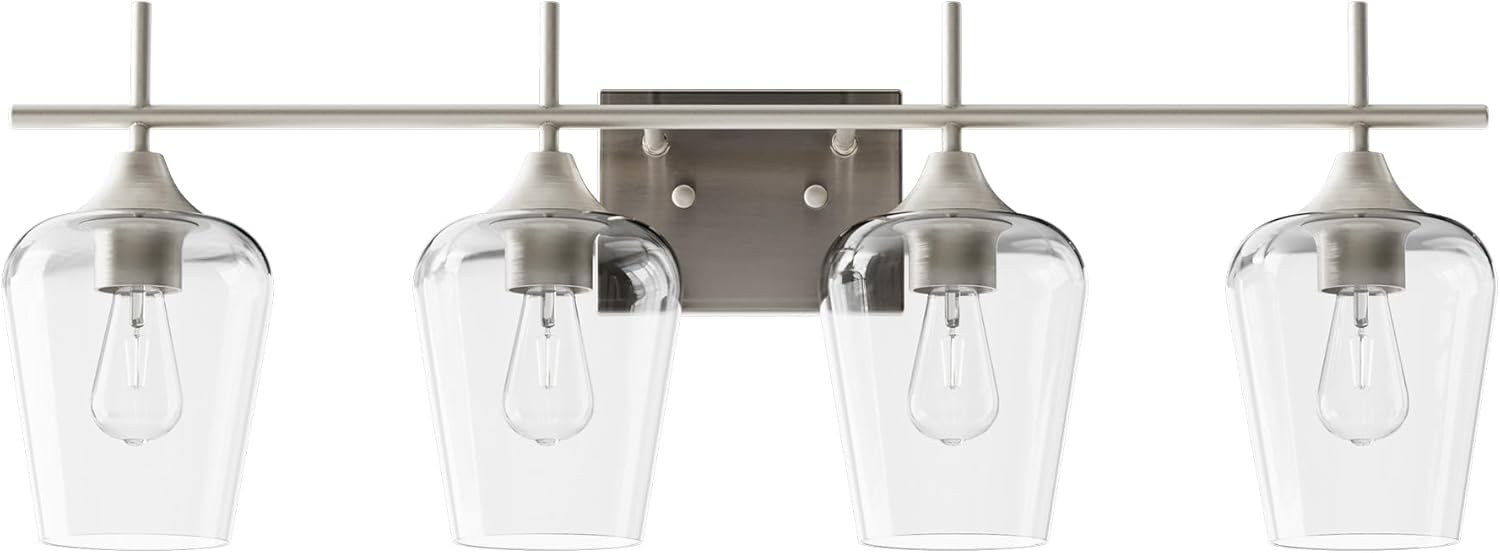 VONLUCE Bathroom Vanity Light, 2 Light Bathroom Light Fixture Over Mirror, Bathroom Wall Lamp with Clear Glass, Modern Gold Vanity Lighting fixtures for Bathroom, Bedroom, Hallway - Grand Goldman