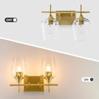 VONLUCE Bathroom Vanity Light, 2 Light Bathroom Light Fixture Over Mirror, Bathroom Wall Lamp with Clear Glass, Modern Gold Vanity Lighting fixtures for Bathroom, Bedroom, Hallway - Grand Goldman