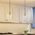 VONLUCE Pendant Lights Kitchen Island, Brushed Gold Pendant Light Fixtures with E26 Base & Adjustable Cable, Modern Pendant Lighting with Glass Shade for Living Room Bedroom Hallway, 2 Packs - Grand Goldman