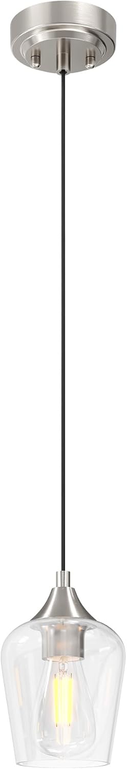 VONLUCE Pendant Lights Kitchen Island, Brushed Gold Pendant Light Fixtures with E26 Base & Adjustable Cable, Modern Pendant Lighting with Glass Shade for Living Room Bedroom Hallway, 2 Packs - Grand Goldman