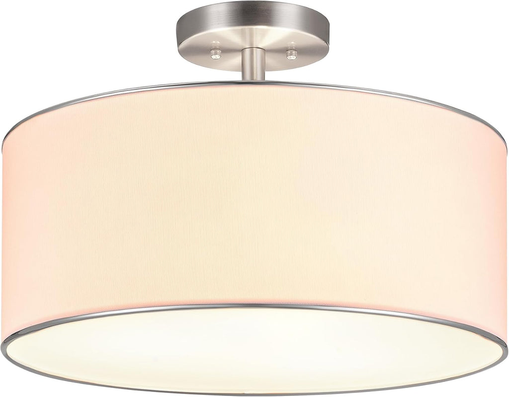 VONLUCE Semi Flush Mount Ceiling Light, 13'' Drum Ceiling Light Fixture with 2 Light, Modern Close to Ceiling Light Fixture for Bedroom Living Room Hallway Kitchen, Bronze Finish - Grand Goldman