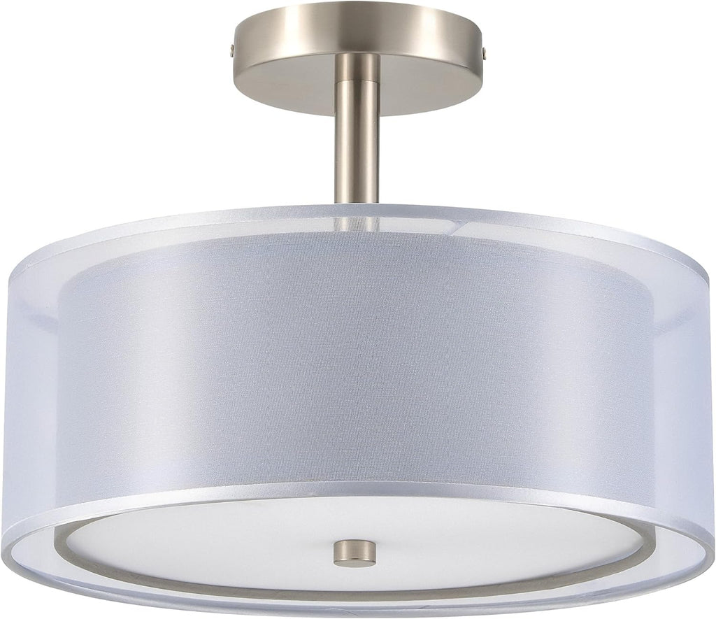 VONLUCE Semi Flush Mount Ceiling Light, 13'' Drum Ceiling Light Fixture with 2 Light, Modern Close to Ceiling Light Fixture for Bedroom Living Room Hallway Kitchen, Bronze Finish - Grand Goldman