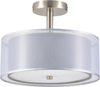 VONLUCE Semi Flush Mount Ceiling Light, 13'' Drum Ceiling Light Fixture with 2 Light, Modern Close to Ceiling Light Fixture for Bedroom Living Room Hallway Kitchen, Bronze Finish - Grand Goldman