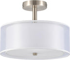 VONLUCE Semi Flush Mount Ceiling Light, 13'' Drum Ceiling Light Fixture with 2 Light, Modern Close to Ceiling Light Fixture for Bedroom Living Room Hallway Kitchen, Bronze Finish - Grand Goldman