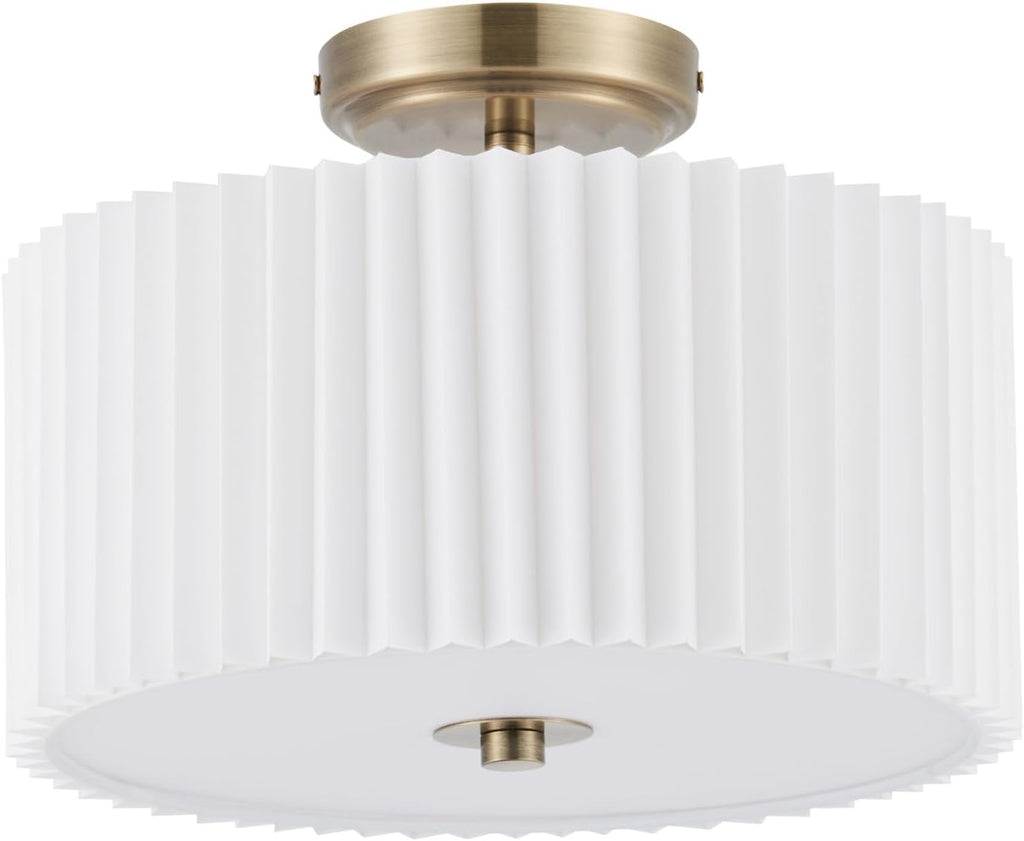 VONLUCE Semi Flush Mount Ceiling Light, 13'' Drum Ceiling Light Fixture with 2 Light, Modern Close to Ceiling Light Fixture for Bedroom Living Room Hallway Kitchen, Bronze Finish - Grand Goldman