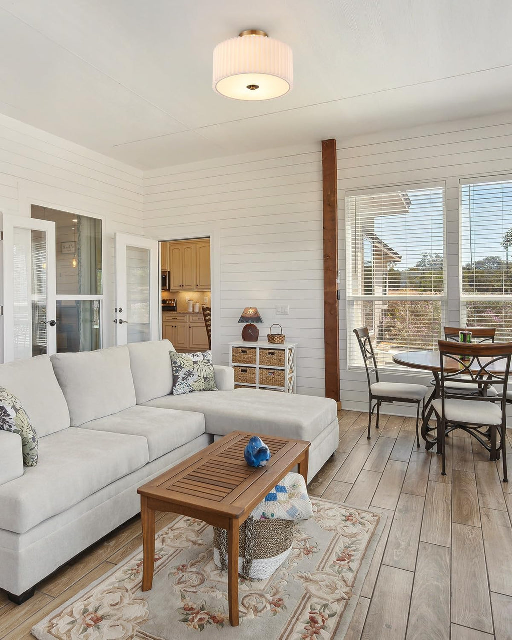 VONLUCE Semi Flush Mount Ceiling Light, 13'' Drum Ceiling Light Fixture with 2 Light, Modern Close to Ceiling Light Fixture for Bedroom Living Room Hallway Kitchen, Bronze Finish - Grand Goldman