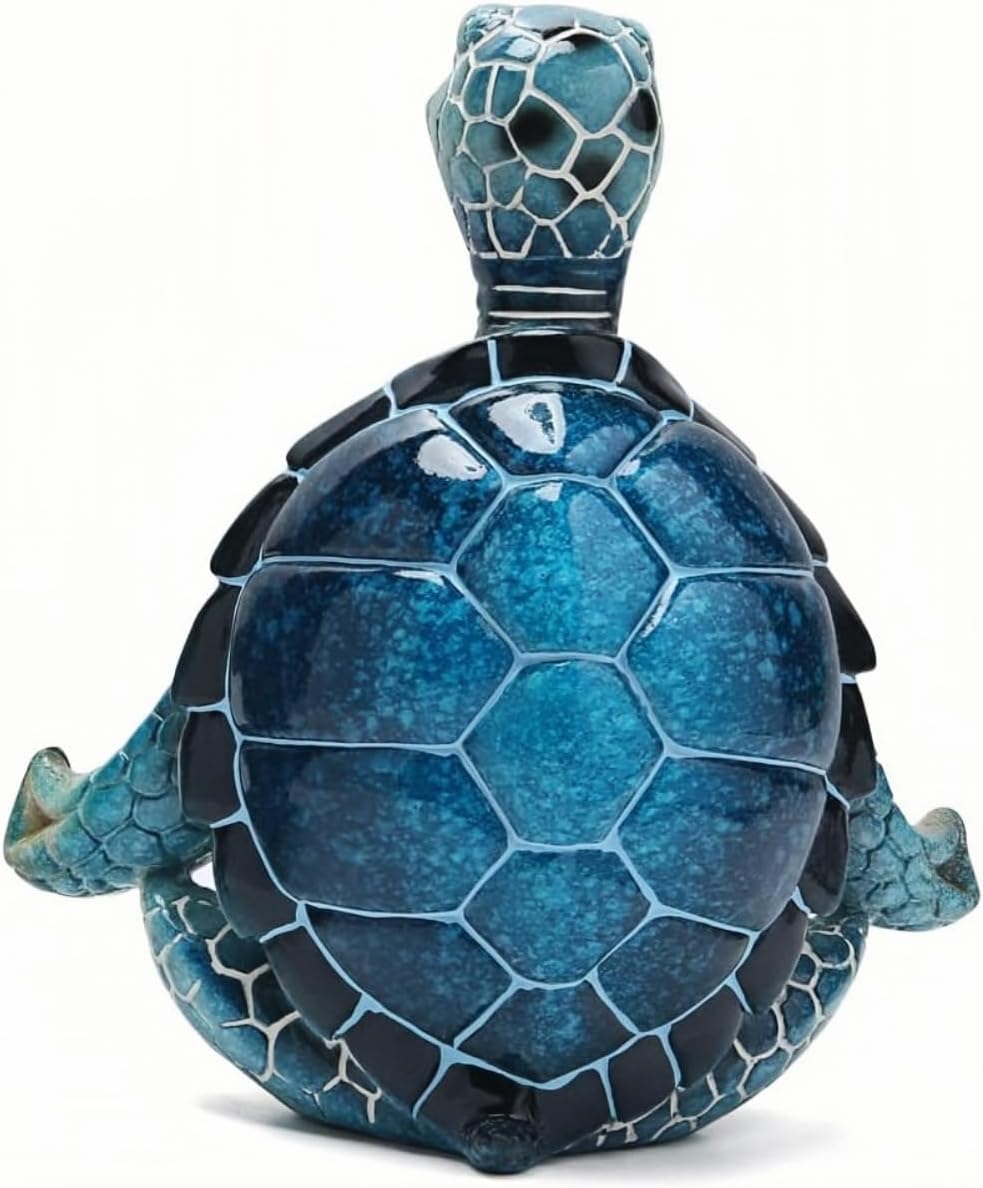 VVGIFTS Sea Turtle Meditation Yoga Decor, Sea Turtle Meditating Coastal Beach Decorations, Zen Yoga Resin Sea Turtle Statue for Home Office Decorations (Put The Palm Separate) - Grand Goldman
