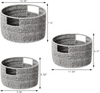 Vagusicc Wicker Storage Basket, Hand-Woven Paper Rope Large Round Woven Basket With Handles, Wicker Baskets for Organizing/Storage, Grey, 3-Pack - Grand Goldman