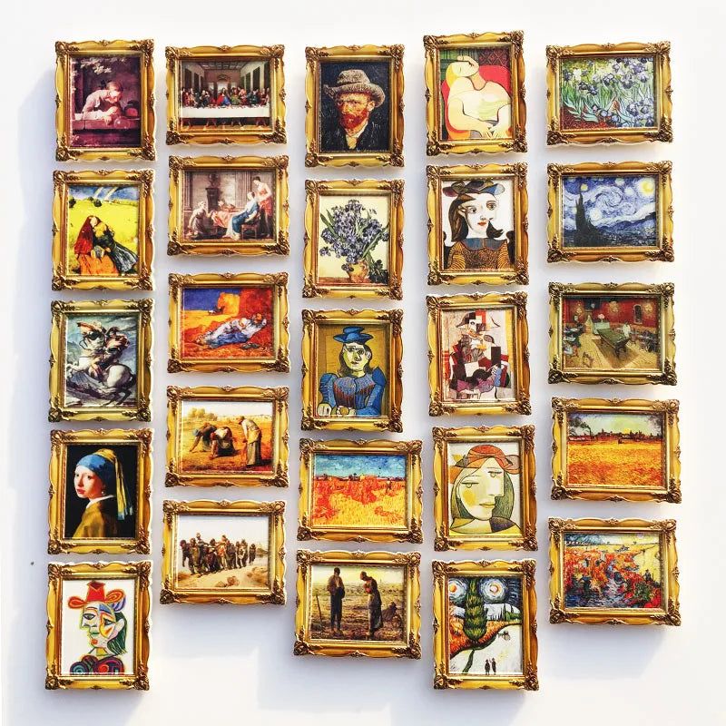 Van Gogh Picasso Oil Painting UV Photo Frame World Famous Paintings 3d Fridge Magnets Home Decoration Collection Gifts - Grand Goldman