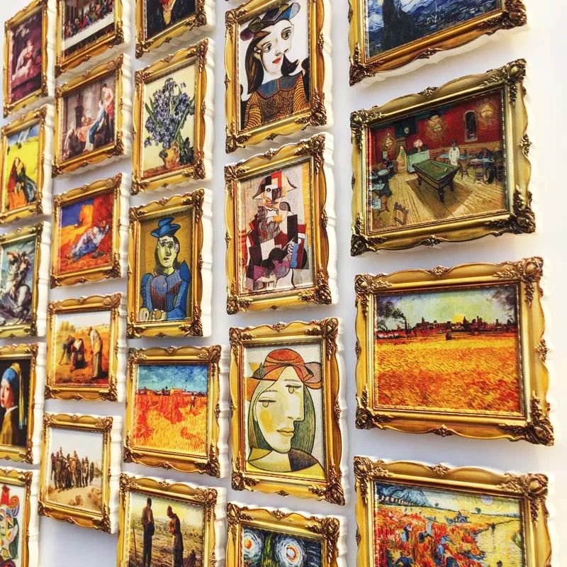 Van Gogh Picasso Oil Painting UV Photo Frame World Famous Paintings 3d Fridge Magnets Home Decoration Collection Gifts - Grand Goldman