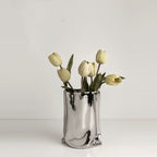 Vase Of Dried Flowers Electroplated Silver Ceramic Vase Floral Soft Decoration - Grand Goldman