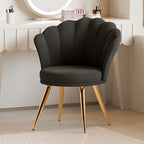 Velvet Accent Chair with Gold Metal Legs, Vanity Chair for Makeup Room, Upholstered Guest Chair for Living Room, Side Chair for Bedroom, White - Grand Goldman