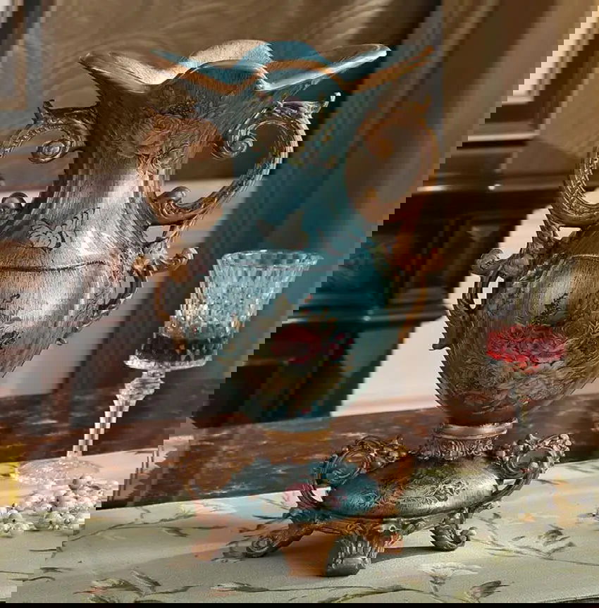 Victorian European Ceramic Vintage Vase With Hand-painted Flowers Resin Floral Sophisticated Pot for Living Room Entrance Kitchen Bedroom Ornaments Home Decoration - Grand Goldman