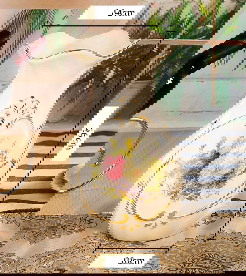 Victorian Vintage Painted Ceramic Vase 3D Flower Pot For Living Room Kitchen Office Entrance Ornaments Home Decoration - Grand Goldman