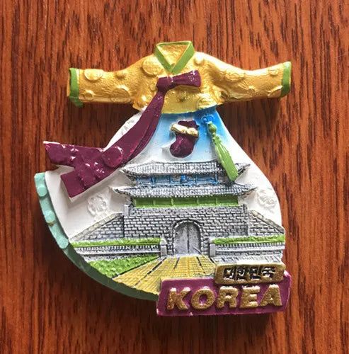 Vienna Prague Germany Czech San Marino Korea Hanbok Jerusalem Singapore Golden Fishtail Lion Resin Refrigerator Magnets Stickers - Grand Goldman