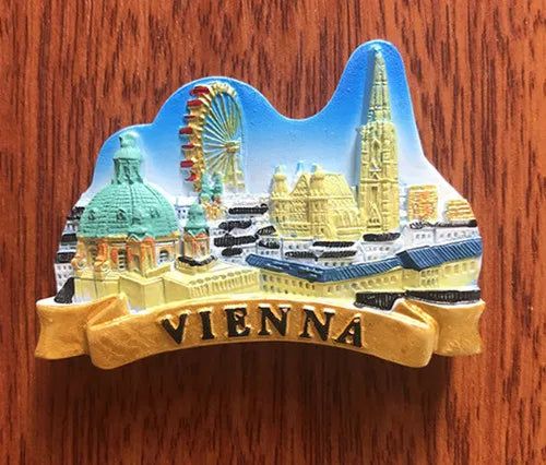 Vienna Prague Germany Czech San Marino Korea Hanbok Jerusalem Singapore Golden Fishtail Lion Resin Refrigerator Magnets Stickers - Grand Goldman