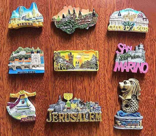 Vienna Prague Germany Czech San Marino Korea Hanbok Jerusalem Singapore Golden Fishtail Lion Resin Refrigerator Magnets Stickers - Grand Goldman
