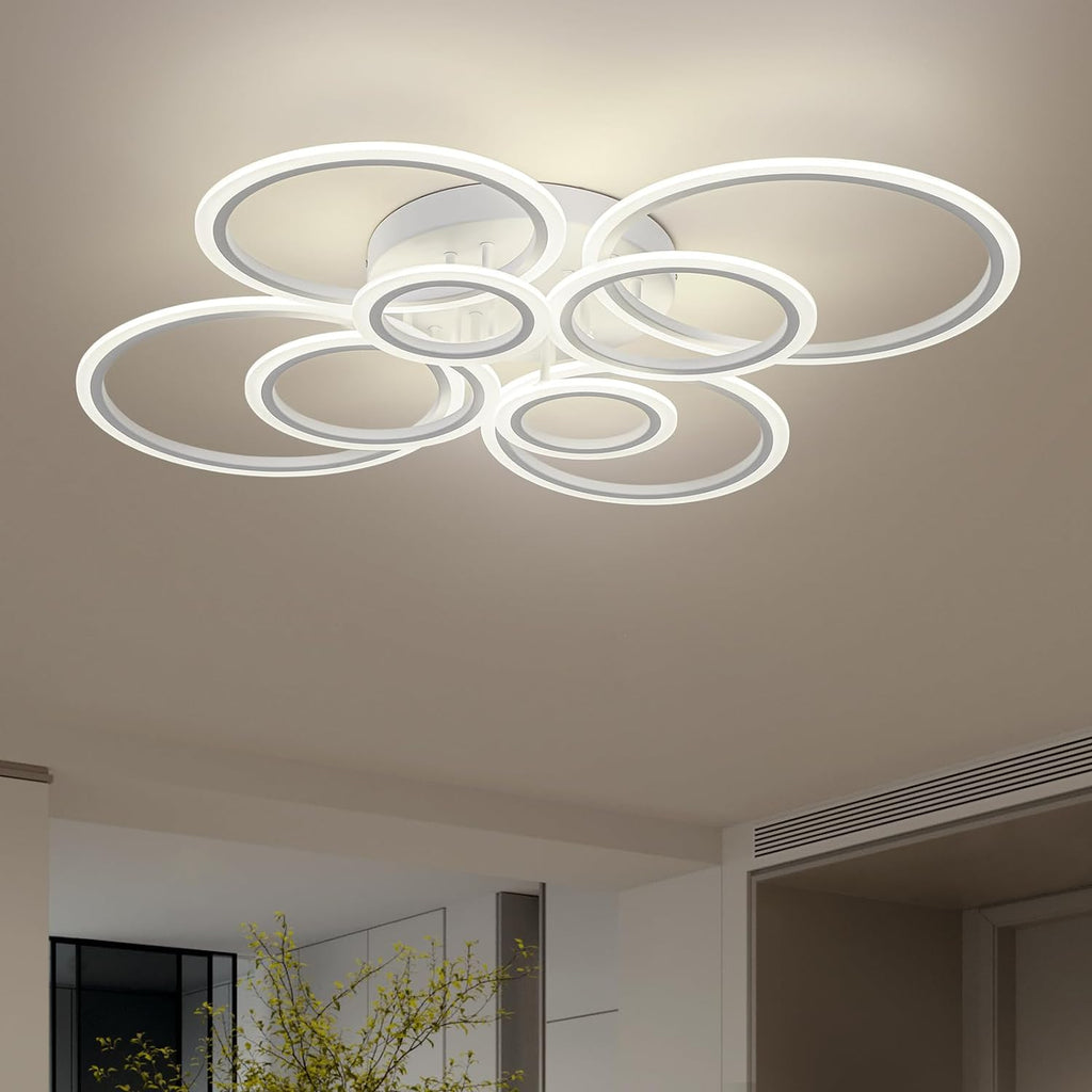 Vikaey Modern LED Flush Mount Ceiling Light, 4 Rings Gold Close to Ceiling Light, Lighting Fixture Ceiling Lamp for Kitchen, Living Room, Bedroom, Laundry Room, 4000K Not dimmable - Grand Goldman