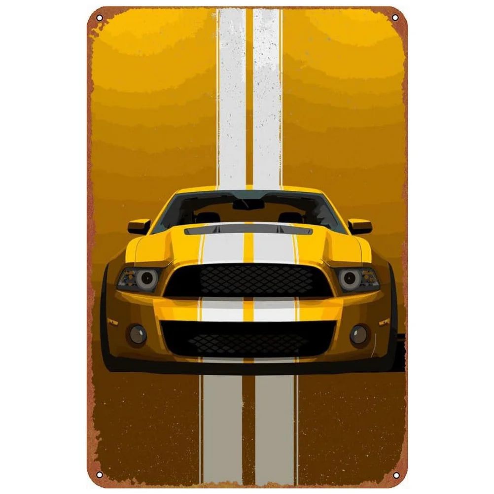 Vintage Car Metal Tin Signs Benz Mustang Posters Plate Wall Decor for Garage Bars Man Cave Cafe Clubs Retro Posters Plaque - Grand Goldman