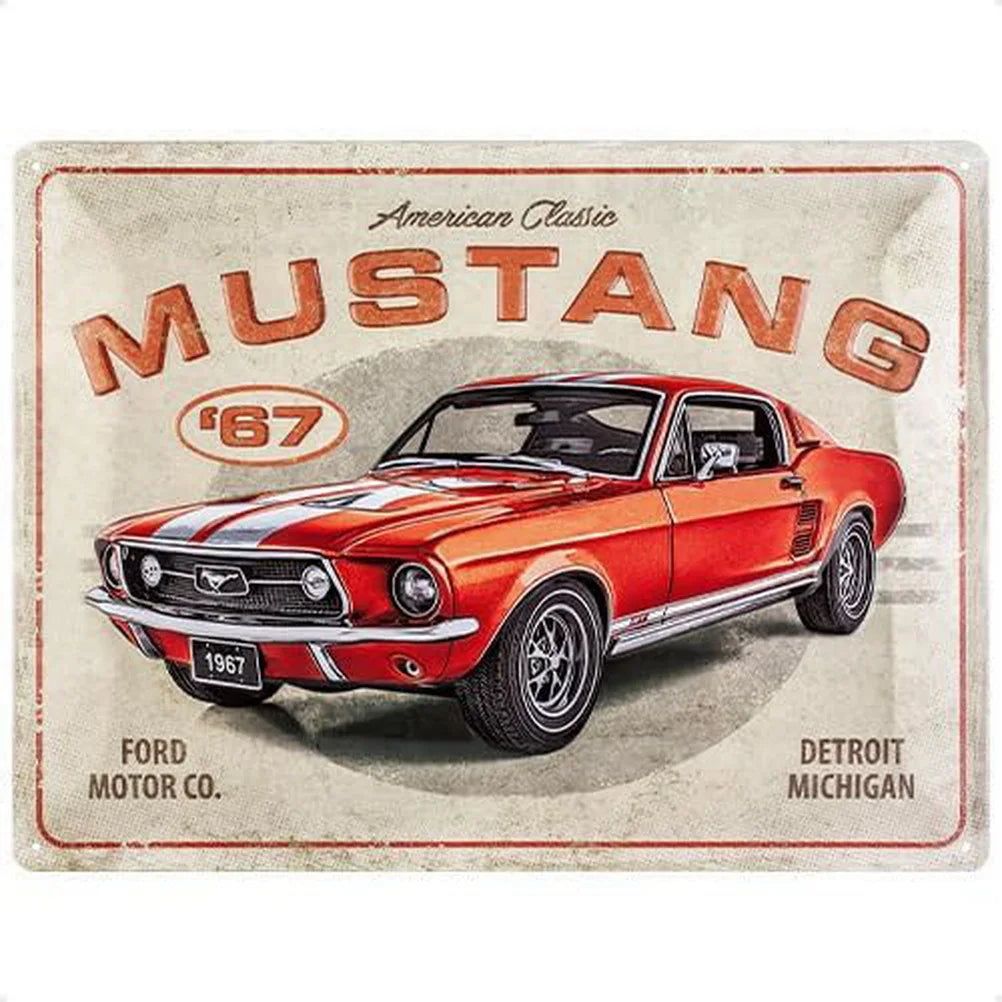 Vintage Car Metal Tin Signs Benz Mustang Posters Plate Wall Decor for Garage Bars Man Cave Cafe Clubs Retro Posters Plaque - Grand Goldman