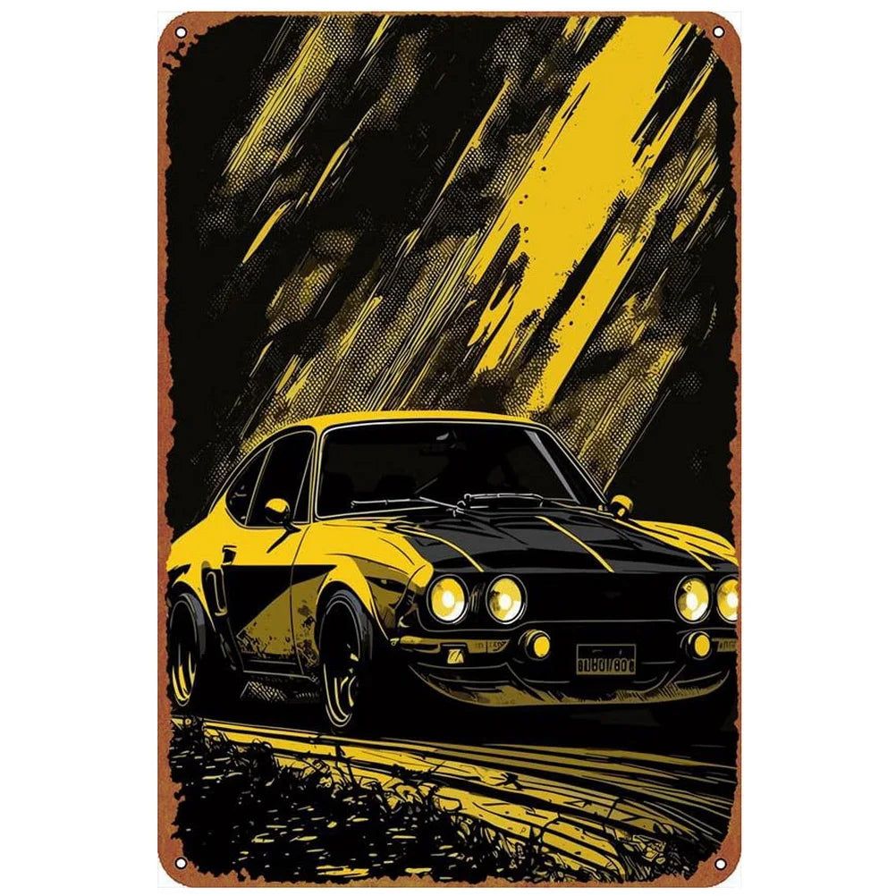 Vintage Classic Car Metal Tin Signs Mustang GT Posters Plate Wall Decor for Garage Bars Man Cave Cafe Clubs Retro Posters Plaque - Grand Goldman