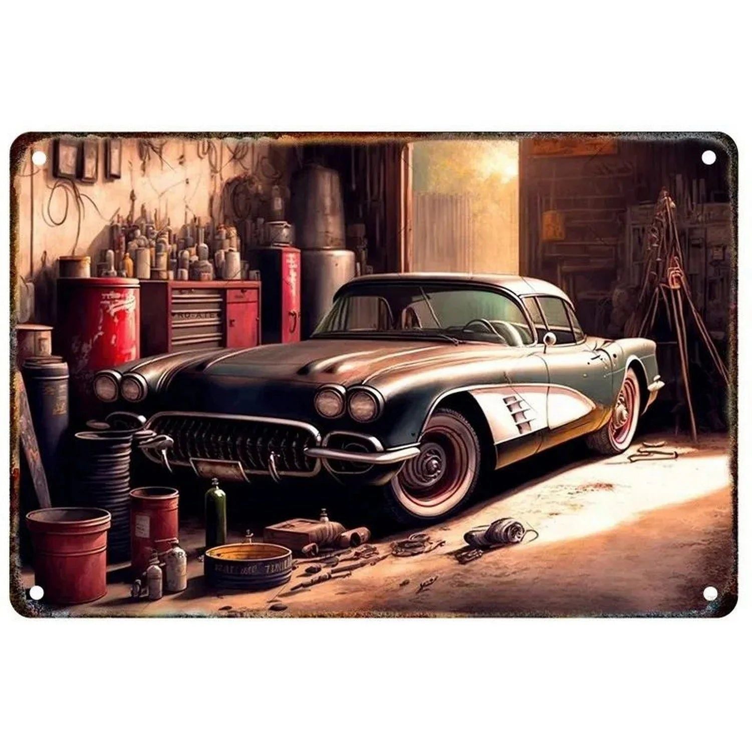 Vintage Classic Sports Car Metal Tin Signs Wall Art Posters Plate Wall Decor for Game Room Bars Man Cave Cafe Clubs Garage Retro - Grand Goldman