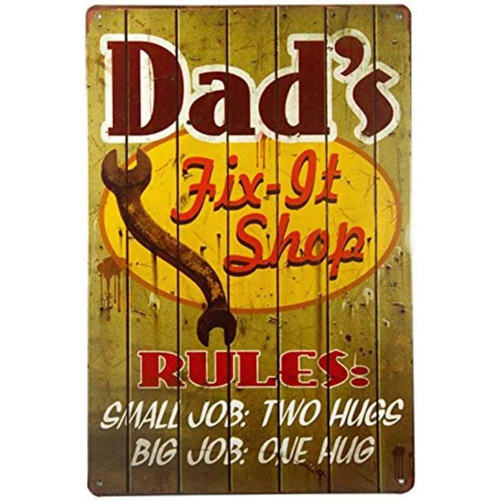 Vintage Dad's Garage Repair Shop Metal Tin Signs Posters Plate Wall Decor for Home Bars Garage Cafe Clubs Retro Posters Plaque - Grand Goldman