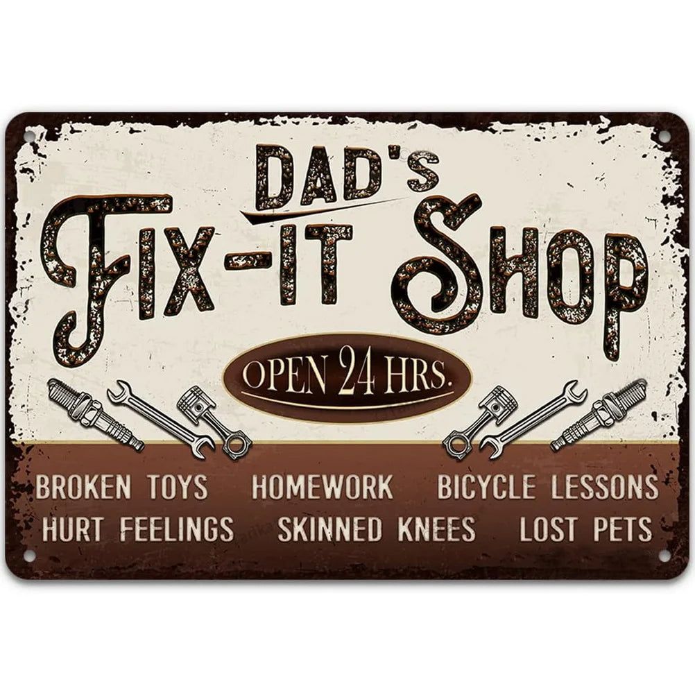 Vintage Dad's Garage Repair Shop Metal Tin Signs Posters Plate Wall Decor for Home Bars Garage Cafe Clubs Retro Posters Plaque - Grand Goldman