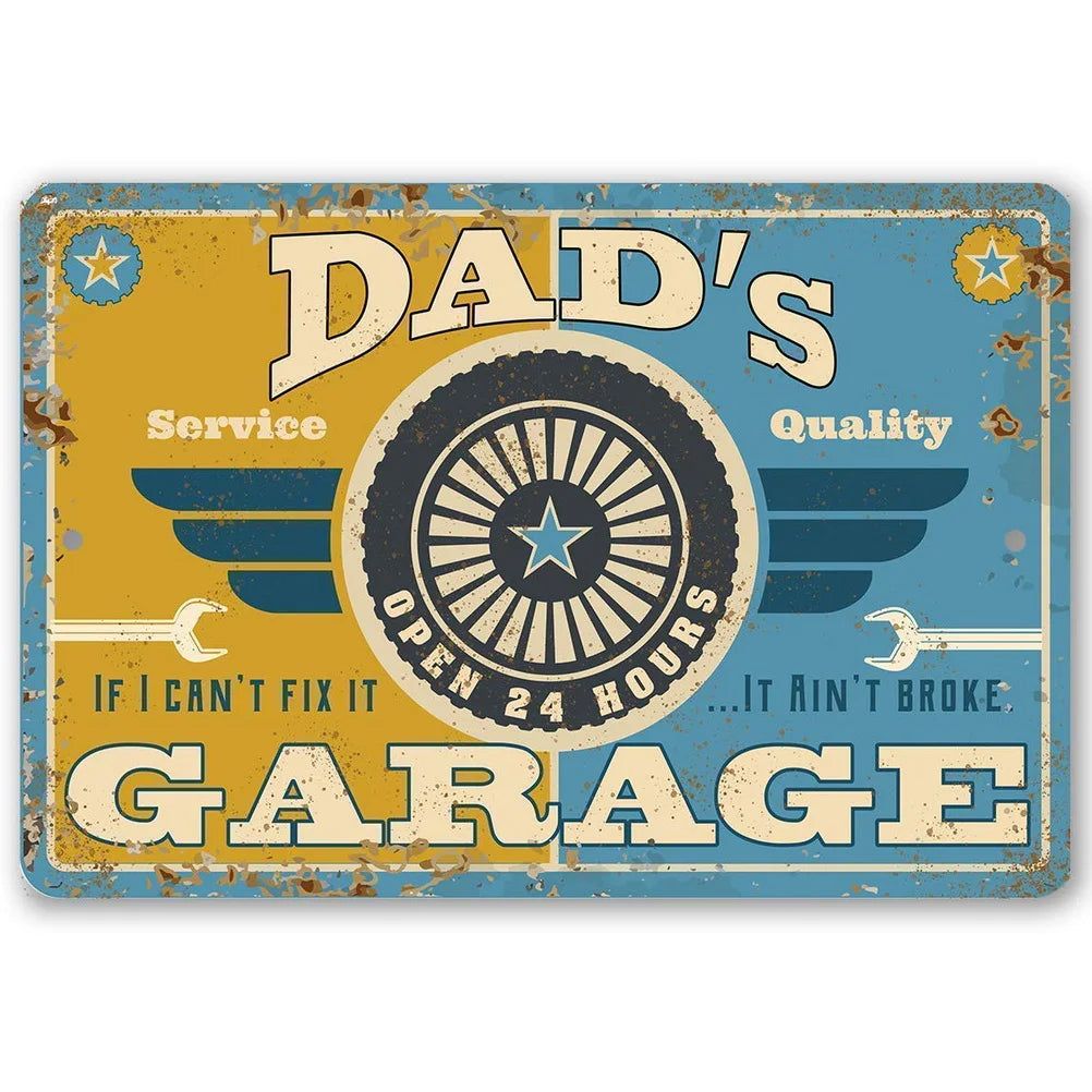 Vintage Dad's Garage Repair Shop Metal Tin Signs Posters Plate Wall Decor for Home Bars Garage Cafe Clubs Retro Posters Plaque - Grand Goldman