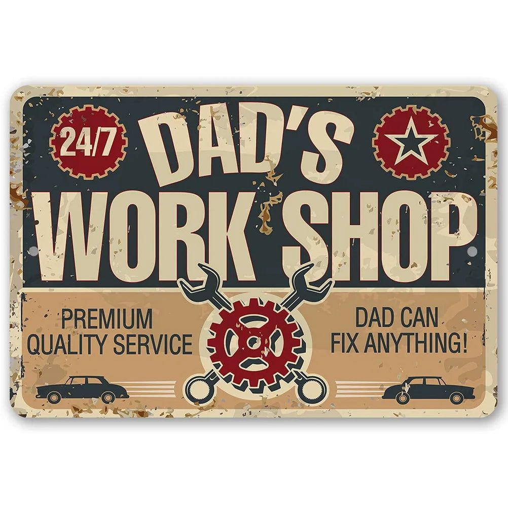 Vintage Dad's Garage Repair Shop Metal Tin Signs Posters Plate Wall Decor for Home Bars Garage Cafe Clubs Retro Posters Plaque - Grand Goldman