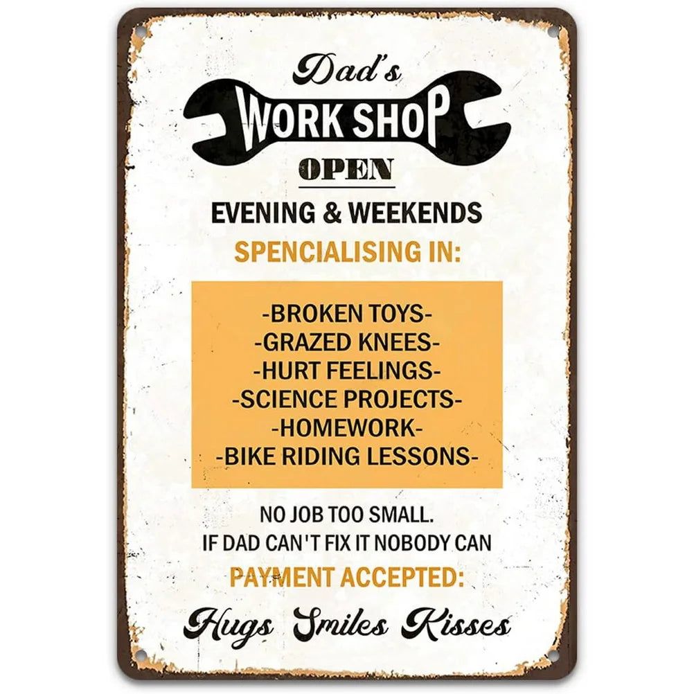 Vintage Dad's Garage Repair Shop Metal Tin Signs Posters Plate Wall Decor for Home Bars Garage Cafe Clubs Retro Posters Plaque - Grand Goldman