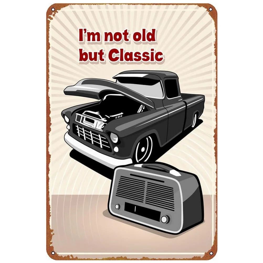 Vintage Metal Tin Signs Classic Cars Old Car Posters Plate Wall Decor for Garage Bars Man Cave Cafe Clubs Retro Posters Plaque - Grand Goldman