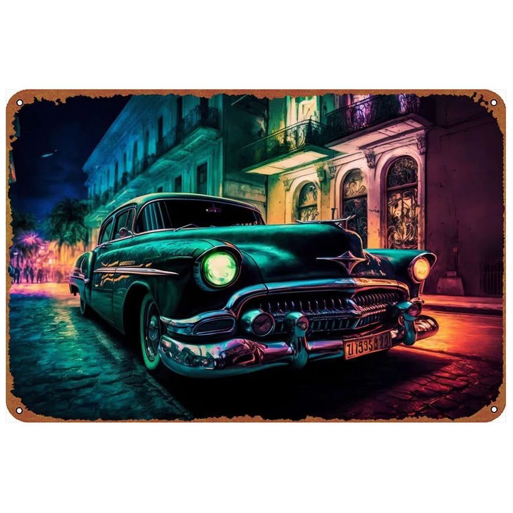 Vintage Metal Tin Signs Classic Cars Old Car Posters Plate Wall Decor for Garage Bars Man Cave Cafe Clubs Retro Posters Plaque - Grand Goldman