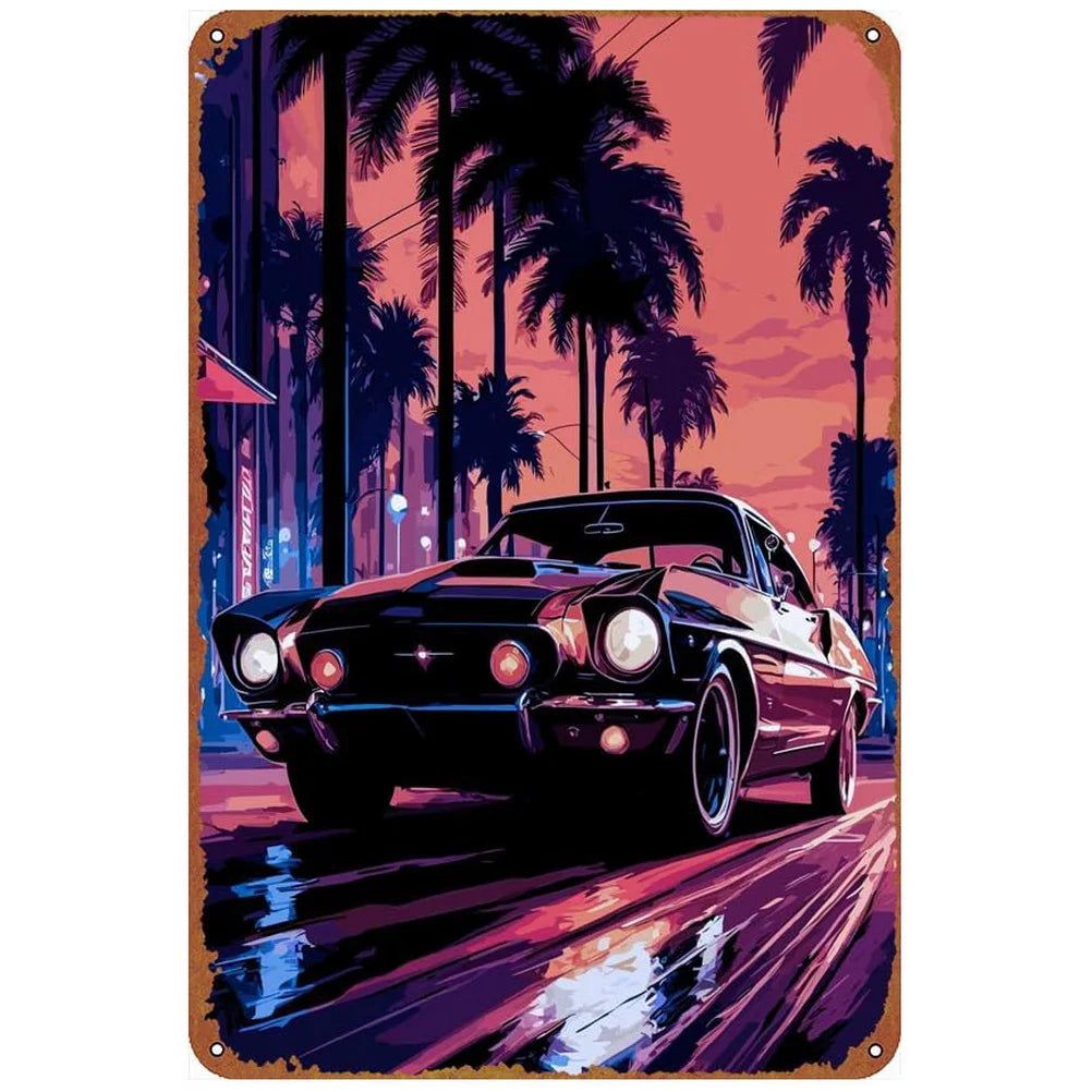 Vintage Metal Tin Signs Classic Cars Old Car Posters Plate Wall Decor for Garage Bars Man Cave Cafe Clubs Retro Posters Plaque - Grand Goldman