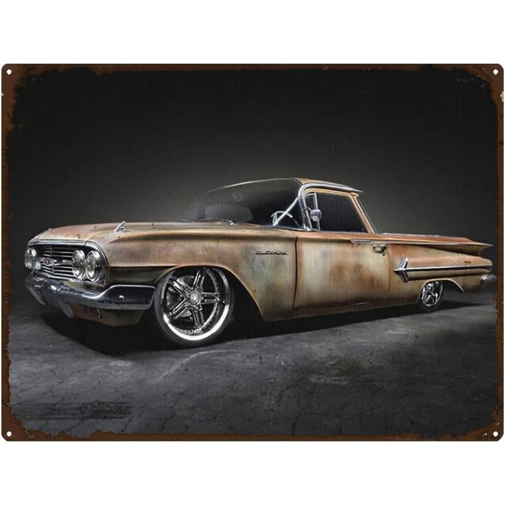 Vintage Metal Tin Signs Classic Cars Old Car Posters Plate Wall Decor for Garage Bars Man Cave Cafe Clubs Retro Posters Plaque - Grand Goldman