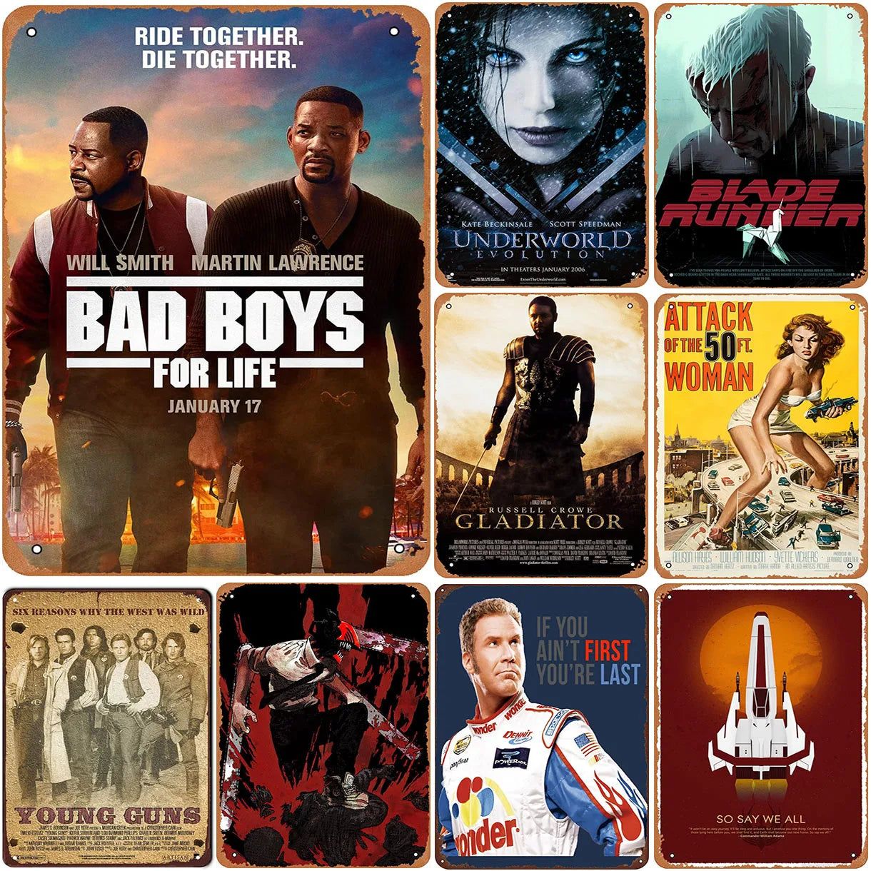 Vintage Metal Tin Signs Movie Bad Boys For Life Posters Plate Wall Decor for Home Film Bars Man Cave Cafe Clubs Garage Retro - Grand Goldman